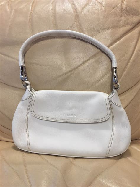 prada white bag with studs|vintage white Prada bag.